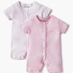 Juniors by Babyshop Infant Girls Pack Of 2 Printed Cotton Rompers-image-73