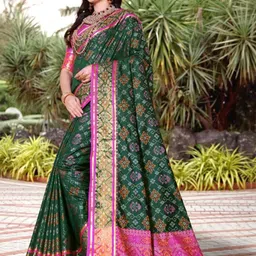 jayant creation Green Silk Blend Patola Sarees-picture-16