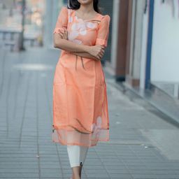 Sun Fashion And Lifestyle Women Floral Printed Organza Kurta-46