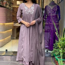 Siya Fashion Embroidered V-Neck Thread Work Straight Kurta With Trousers And Dupatta-34