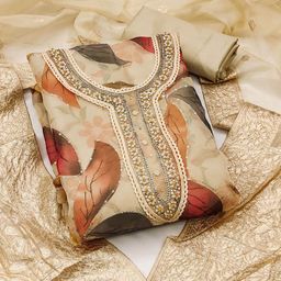 SHADOW & SAINING Embroidered Organza Semi-Stitched Dress Material-image-77