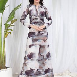 BAESD Floral Print Keyhole Neck Maxi Dress-image-102