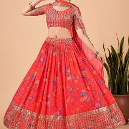Kaizen TEXO FAB Printed Semi-Stitched Lehenga & Unstitched Blouse With Dupatta image 5