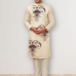 PulseIQ Men Ethnic Motifs Printed Regular Kurta with Pyjamas-9