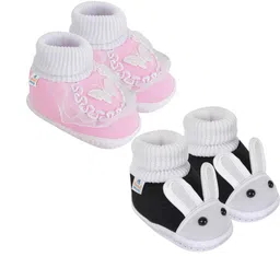 NESKA MODA 3 To 12 Months Infants Set of 2 Pair Cute Cotton Butterfly Shoe Booties-image-44