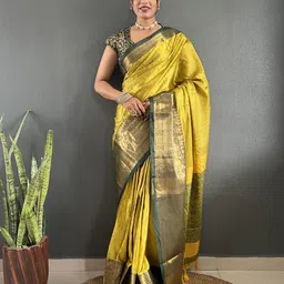 Panzora Woven Design Zari Saree with Unstitched Blouse Piece-image-74