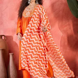 Sangria Embroidered Anarkali Kurta With Trouser & Dupatta-picture-37