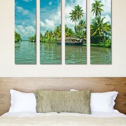 999Store Multicoloured 4 Panel Houseboat Wall Art-65