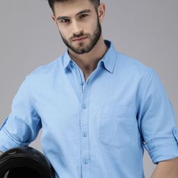 Roadster Men Blue Solid Sustainable Casual Cotton Shirt-image-55