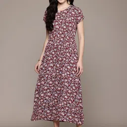 Popnetic Floral Print A-Line Midi Dress-picture-0