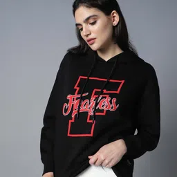 High Star Typography Printed Hooded Long Sleeves Pullover Sweatshirt-image-28