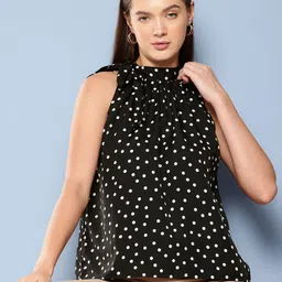 Chemistry Polka Dot Print Tie-Up Neck Top-picture-48