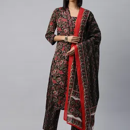 Readiprint Fashions Paisley Printed Mirror Work Pure Cotton Kurta with Trousers & Dupatta-image-52