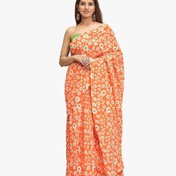 KIAARON Floral Pure Cotton Block Print Saree-image-68