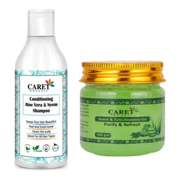 CARET ORGANIC Aloe vera & Neem Shampoo-200 ml & Neem, Tulsi Aloevera Gel Combo -100 g-8