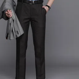 Raymond Men Flat Front Slim Fit Formal Trousers-image-88