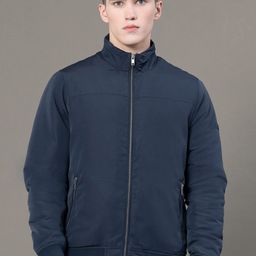 Red Tape Men Solid Stand Collar Bomber Jacket-39