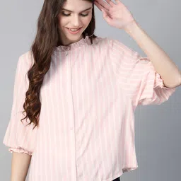 Mast & Harbour Women Pink & White Striped Top-picture-34
