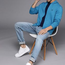 Allen Solly Men Blue Hooded Knitted Sweatshirt-image-25