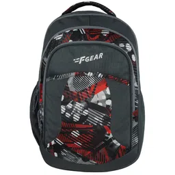 F Gear Unisex Grey & Red Graphic Contrast Detail Backpack-53