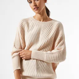 DOROTHY PERKINS Women Beige Self-Striped Pullover-image-32
