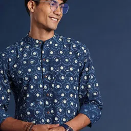 Taavi Men Classic Indigo Hand Block Printed shirt-63