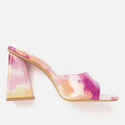ELLE Purple & Peach-Coloured Printed Block Heels image 2
