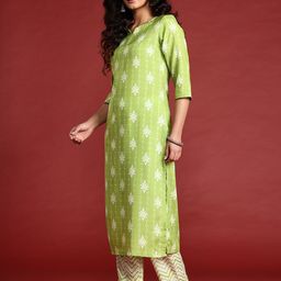 Anouk Floral Printed Regular Kurta With Trousers & With Dupatta image 2