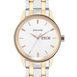 Sonata Men Silver-Toned Bracelet Style Straps Analogue Watch 7133BM01-36