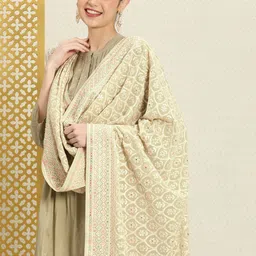 House of Pataudi Jashn Embroidered Dupatta with Thread Work-picture-41