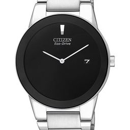 Citizen Men Black Dial & Silver Toned Stainless Steel Bracelet Style Straps Analogue Automatic Light Powered Watch-49