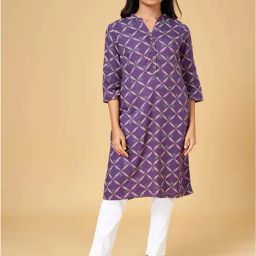 Rangmanch by Pantaloons Purple Printed Straight Kurta-image-32