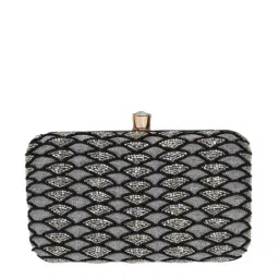 NR by Nidhi Rathi Black Fabric Minaudiere Clutch-image-92
