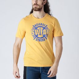 Alcis Men Yellow Printed Round Neck Slim Fit T-shirt-image-69