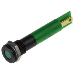 RS PRO Green Panel Mount Indicator 12V DC, Mounting Hole Size 8 mm, Termination Type Solder Tab, IP Rating IP67, Model No 7001732-42