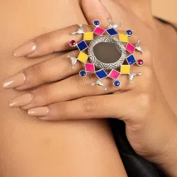 Shaya 92.5 Sterling Silver Bavaliyo Pattern Ring for Women-image-22