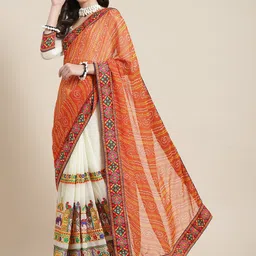DIVASTRI Bandhani Embroidered Pure Georgette Half and Half Bandhani Saree-picture-46