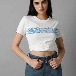 Allen Solly White Cotton Graphic Print T-Shirt-picture-49