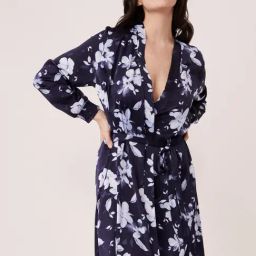 La Vie En Rose Navy Printed Robe-image-36