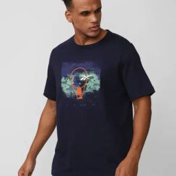Reebok Navy Cotton Regular Fit Printed Sports T-Shirt-image-79