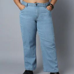 High Star Sky Blue Cotton Relaxed Fit Mid Rise Jeans-image-94
