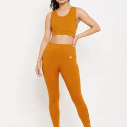 Clovia Yellow Sports Bra With Active Tights-image-34