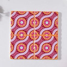 Nestasia Orange Square-Shaped Textured Ceramic Tiled Platter, 15x15cm-image-3