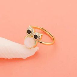 GIVA 92.5 Sterling Silver Black Eyed Owl Ring for Women-image-26