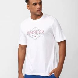Reebok White Cotton Regular Fit Printed Sports T-Shirt-image-71