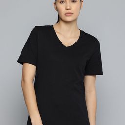 Domyos By Decathlon Women V-Neck Pure Cotton T-shirt-picture-32