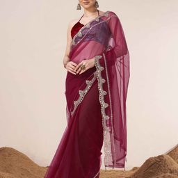 Tikhi Imli Sequinned Net Saree-image-100