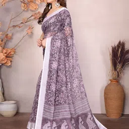 vj fashion Zari Linen Blend Saree-image-57