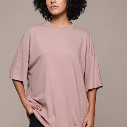 Roadster Drop-Shoulder Sleeves Oversized Longline T-shirt-image-54