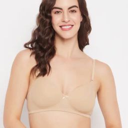 Clovia Beige Full Coverage Non-Wired T-Shirt Bra-15